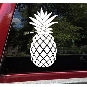 White 5" Pineapple Vinyl Decal - Ananas Trees Tropical Fruit Welcome - Die Cut Sticker