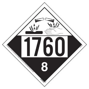 1760 Placard, Class 8 Corrosive 25-pk. - 10.75" x 10.75" Removable Self Adhesive Vinyl for Temporary Applications, DOT Hazmat Compliant, J. J. Keller & Associates, Inc.