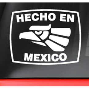 Hecho En Mexico Decal Sticker - White 5" Vinyl Decal for Car, Laptop