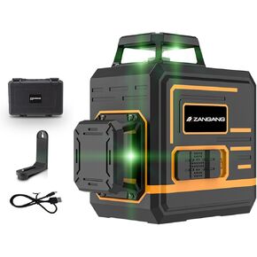 Laser Level, 8 Lines Laser Level Tool 2x360° Green Line Cross for Leveling Tool for Construction and Picture Hanging,100ft Self Leveling Laser Level,with Rechargeable Battery & Type-C Charging Port