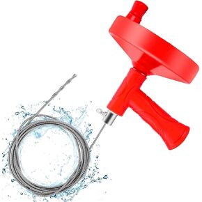 32 Ft Drain Snake Auger - Plumbing Snake with Flexible Claw Grabber, 1/4" Diameter Cable for Hair Clog Removal in Drains, Sinks, and Toilets - Ideal for Kitchen, Bathroom, and Shower Drain Cleaning