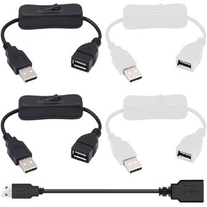 4 حزمة USB 2.0 من الذكور إلى كابل أنثى مع مفتاح التشغيل/إيقاف تشغيله ، 30 سم بالأبيض والأسود مفتاح موسيقى الروك USB لقيادة مسجل ، مصباح مكتب LED ، مروحة USB ، شريط LED مع كابل امتداد USB in Kuwait