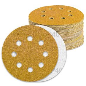 5 Inch Sanding Discs 40 Grit for Orbital Sander Hook and Loop Sandpaper for Wood Metal(100PACK)