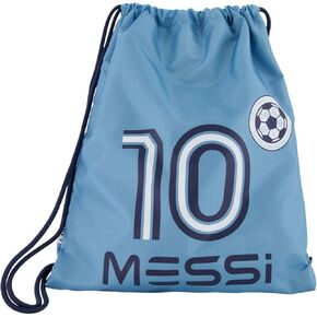 Messi Boys' Lifestyle Drawstring Bag, Side Pocket & Comfortable Straps, Argentina Blue, One Size