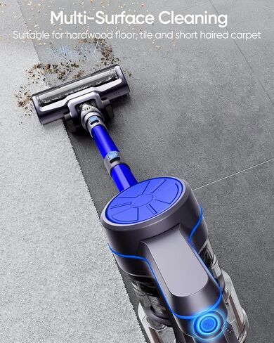Cordless Vacuum Cleaner, 28Kpa Powerful Suction, Stick Cordless Vacuum, Detachable Battery Up to 40 Min Runtime, 6 in 1 Lightweight Cordless Vacuum for Home Pet Hair Hard Floor,Blue Black in Saudi Arabia