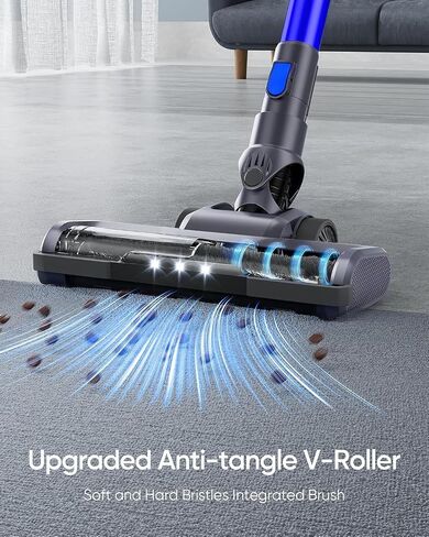 Cordless Vacuum Cleaner, 28Kpa Powerful Suction, Stick Cordless Vacuum, Detachable Battery Up to 40 Min Runtime, 6 in 1 Lightweight Cordless Vacuum for Home Pet Hair Hard Floor,Blue Black in Saudi Arabia