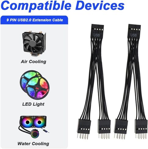 USB2.0 9pin أنثى إلى كابل ذكور مزدوج 9pin ، اللوحة الأم 9Pin كابل للوحة الأم الداخلية للكمبيوتر (4 حزمة) in Kuwait