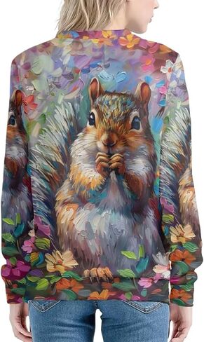 PinUp Angel Cute Animal Sweatshirts for Women Long Sleeve Funny Artistic Oil Painting Patterned Pullover Tops Blouse in Kuwait