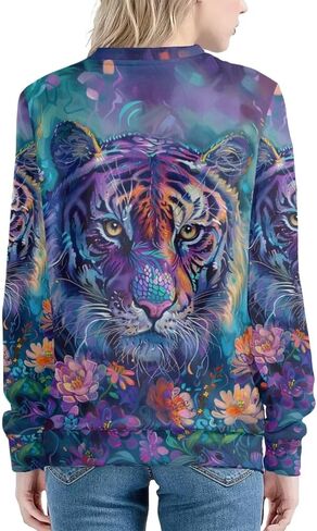 PinUp Angel Cute Animal Sweatshirts for Women Long Sleeve Funny Artistic Oil Painting Patterned Pullover Tops Blouse in Kuwait