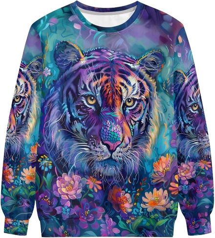 PinUp Angel Cute Animal Sweatshirts for Women Long Sleeve Funny Artistic Oil Painting Patterned Pullover Tops Blouse in Kuwait