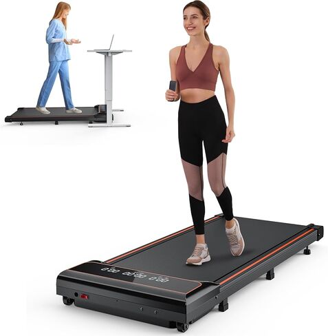 OLIXIS Slim Armless Treadmill for Small Spaces, Quiet Under-Desk Walking Pad, Portable Design for Home Office Exercise, Space-Saving and Perfect for Apartments or Remote Workouts in Kuwait
