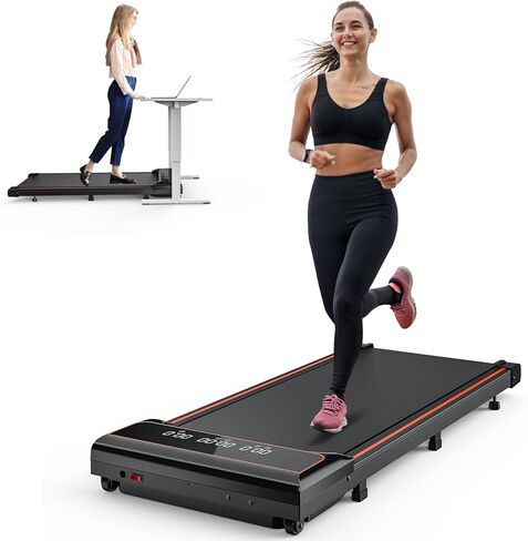 OLIXIS Slim Armless Treadmill for Small Spaces, Quiet Under-Desk Walking Pad, Portable Design for Home Office Exercise, Space-Saving and Perfect for Apartments or Remote Workouts in Kuwait