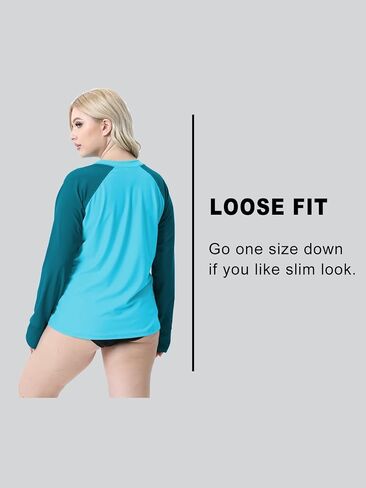 Halcurt Women Plus Size Swim Shirt Long Sleeve Rash Guard UPF 50+ Top in Saudi Arabia