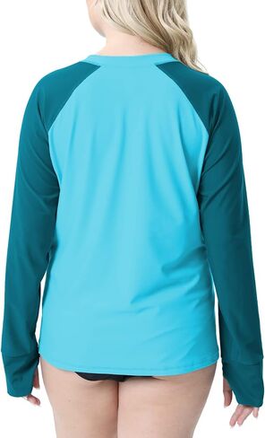 Halcurt Women Plus Size Swim Shirt Long Sleeve Rash Guard UPF 50+ Top in Saudi Arabia