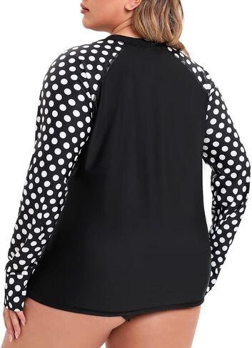 Halcurt Women Plus Size Swim Shirt Long Sleeve Rash Guard UPF 50+ Top in Saudi Arabia