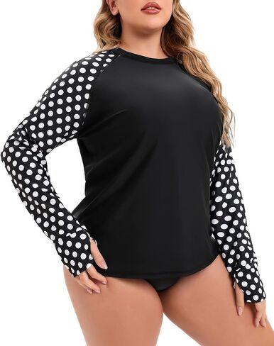Halcurt Women Plus Size Swim Shirt Long Sleeve Rash Guard UPF 50+ Top in Saudi Arabia