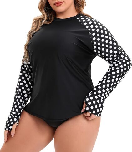 Halcurt Women Plus Size Swim Shirt Long Sleeve Rash Guard UPF 50+ Top in Saudi Arabia