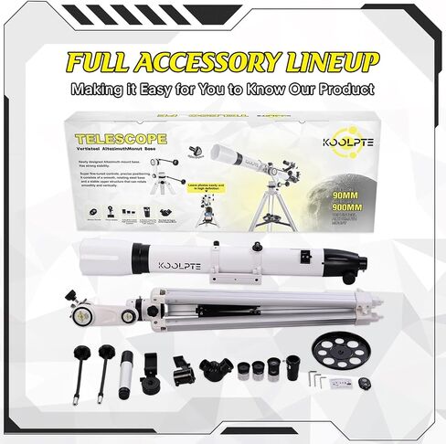 Telescope with Digital Eyepiece - Astronomy Refracting Telescope 90mm Aperture 900mm Vertisteel Altazimuth Mount, Compact and Powerful for Beginners,Professionals and Kids, Perfect for Observing White in Saudi Arabia