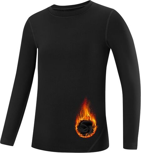Runhit Youth Boys Compression Thermal Shirt Long Long Equip Freece Undershirt Kids Baseball Base Base Base Base in Saudi Arabia