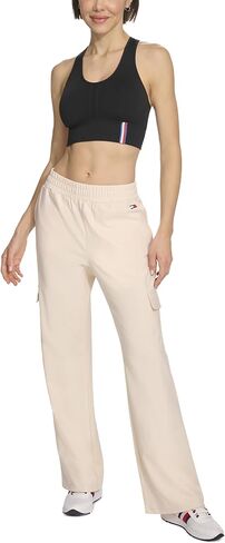 Tommy Hilfiger Women's Slant Pockets Elastic Waistband Cozy Peached Bootcut Cargo Pant in Saudi Arabia