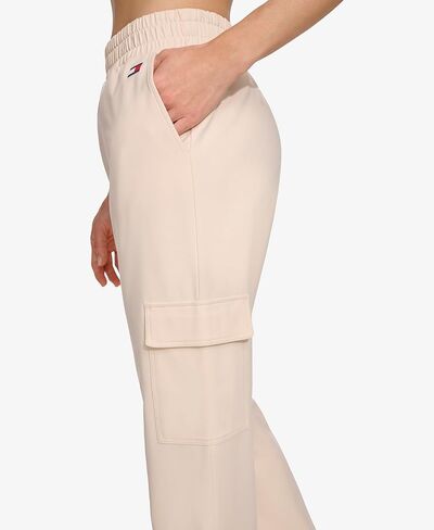 Tommy Hilfiger Women's Slant Pockets Elastic Waistband Cozy Peached Bootcut Cargo Pant in Saudi Arabia