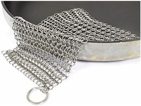 316 Stainless Steel Cast Iron Scrubber - 8 x 8 Inches Cleaner Chainmail Dish Scouring Pad for Dishwasher Cleaning - Chainmail Scrubber for cast Iron Pans - Dutch Ovens Grills in Saudi Arabia
