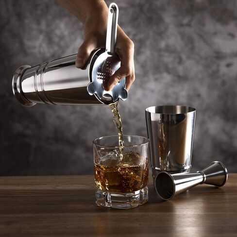 Premium 4-Piece Boston Cocktail Shaker Set w/Hawthorne Strainer & Japanese Jigger, Stainless Steel 304- Weighted Cocktail Shaker - Boston Shaker Set - Bartender Shaker - Cocktail Shaker with Strainer in Saudi Arabia