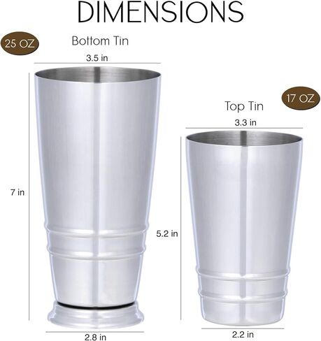 Premium 4-Piece Boston Cocktail Shaker Set w/Hawthorne Strainer & Japanese Jigger, Stainless Steel 304- Weighted Cocktail Shaker - Boston Shaker Set - Bartender Shaker - Cocktail Shaker with Strainer in Saudi Arabia