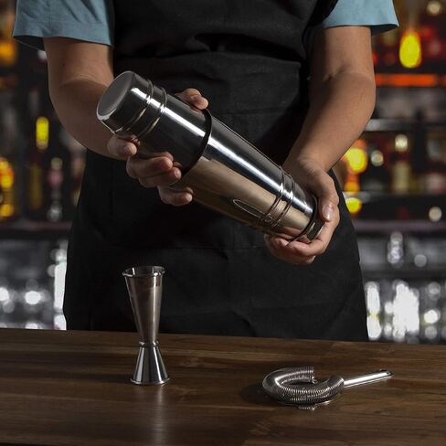 Premium 4-Piece Boston Cocktail Shaker Set w/Hawthorne Strainer & Japanese Jigger, Stainless Steel 304- Weighted Cocktail Shaker - Boston Shaker Set - Bartender Shaker - Cocktail Shaker with Strainer in Saudi Arabia
