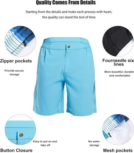 difficort Mens Swim Trunks with Compression Liner 9" Zipper Fly Bathing Suits Quick Dry Swimming Shorts with Zipper Pockets in Saudi Arabia