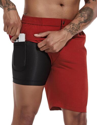 difficort Mens Swim Trunks with Compression Liner 9" Zipper Fly Bathing Suits Quick Dry Swimming Shorts with Zipper Pockets in Saudi Arabia