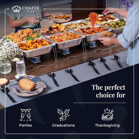 4 Full Size (For Price of 3) Disposable Buffet set with Spoons and Forks, Non-Stick Aluminum, Premium Chafing Dish Set for Events, Parties, Catering in Saudi Arabia