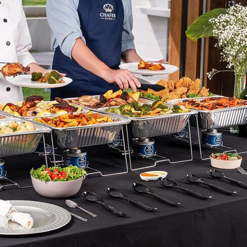 4 Full Size (For Price of 3) Disposable Buffet set with Spoons and Forks, Non-Stick Aluminum, Premium Chafing Dish Set for Events, Parties, Catering in Saudi Arabia