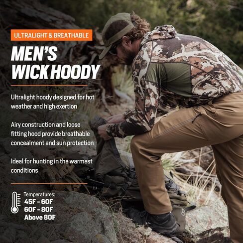 First Lite Men’s Wick Hoody - Merino Wool Ultralight Camo Hunting Base Layer, Quick Dry, UV Protection Hunting Clothing in Saudi Arabia
