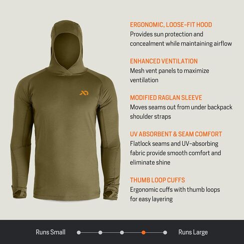 First Lite Men’s Wick Hoody - Merino Wool Ultralight Camo Hunting Base Layer, Quick Dry, UV Protection Hunting Clothing in Saudi Arabia