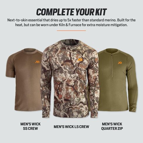 First Lite Men’s Wick Hoody - Merino Wool Ultralight Camo Hunting Base Layer, Quick Dry, UV Protection Hunting Clothing in Saudi Arabia