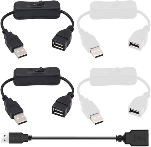 4 حزمة USB 2.0 من الذكور إلى كابل أنثى مع مفتاح التشغيل/إيقاف تشغيله ، 30 سم بالأبيض والأسود مفتاح موسيقى الروك USB لقيادة مسجل ، مصباح مكتب LED ، مروحة USB ، شريط LED مع كابل امتداد USB in Kuwait