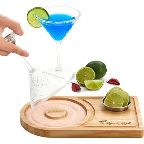 Margarita Salt Rimmer Set for up to 6" Rims | Bamboo Salt Rimmer for Cocktails | Bartender Accessories & Home Bar Gift | Margarita Kit and Bartender Tool in Saudi Arabia