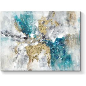 Abstract Canvas Framed Wall Art: Marble Abstract Heavy Texture Pictures Minimalist Painting with Gold Foil for Bedroom (40"W x 30''H, Multiple Sizes)