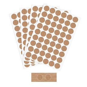 288PCS Screw Hole Covers Stickers Wood Stickers for Furniture 0.83 Inch Self-Adhesive Screw Hole Stickers 4 Sheets Waterproof PVC Cover Caps Wood Grain Stickers for Screw Wall Cabinets Bookcase Desk