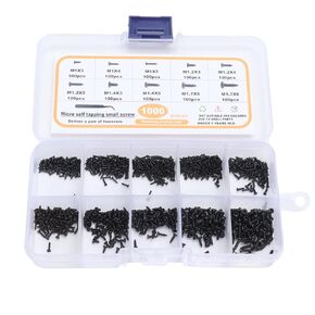 1000Pcs Small Screws Assortment M1 M1.2 M1.4 M1.7 with Tweezers Carbon Steel Thread Wood Screws for Glasses, Watches, Clocks