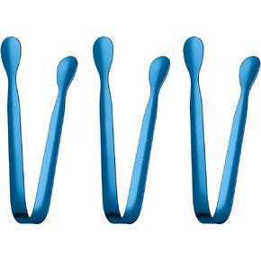 3 Pcs Ice Tongs, 4.3 Inch Blue Stainless Steel Sugar Cube Tongs for Bar, Desserts, Tea, Coffee Party and Appetizers (blue)