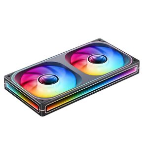 JONSBO ZB-240BR (Reverse) PC Case Fan, Reverse Blade Silent Computer Fan with Axis & 4-Sides Infinity Mirror, All-in-One, Single Frame Unit with 2x120mm ARGB Fans, PWM Fan 2400RPM, 28MM Thick,Black