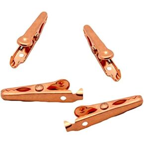 Solid Copper Alligator Clips (4 Pack) Crocodile Jaw Soldering Heat Sink & DIY Test Clip Wire Connector Rated for 5 Amps (5a) & Up to 12 ga (12awg) Wire