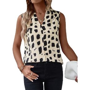 Milumia Women's Floral Print Sleeveless Button Down V Neck Tank Blouse Vest