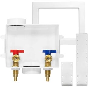 Washing Machine Outlet Box, Center Drain/Side Drain, 1/2 Inch Pex Crimp Inlet x 3/4 Inch MHT Outlet Connection, Laundry Washer Valve Outlet Box