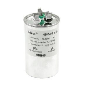 45+5uF 45/5MFD ±5% 370V/450V CBB65 Dual Run Round Capacitor 45 5 Start Capacitor for AC Air Conditioning Unit Condenser Straight Cool or Heat Pump