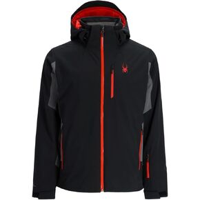 Spyder Men's Standard Vertex Insulated Ski Hooded Snow Jacket, Black, XX-Large