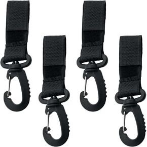 4PCS Black 360 Degree Swivel Velcro Hooks Kayak Paddle Storage Clip Paddle Board Accessory 6.69x0.98 Inch for Attaching Kayak Paddle Wheelchair Walker Shopping Cart Closet