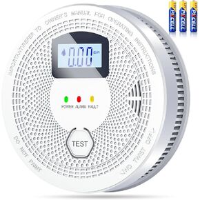 Smoke Detector and Carbon Monoxide Detector Combo with LED Indicators, 2 in 1 CO & Smoke Alarm, Battery Operated Smoke and Carbon Monoxide detectors 1-Pack